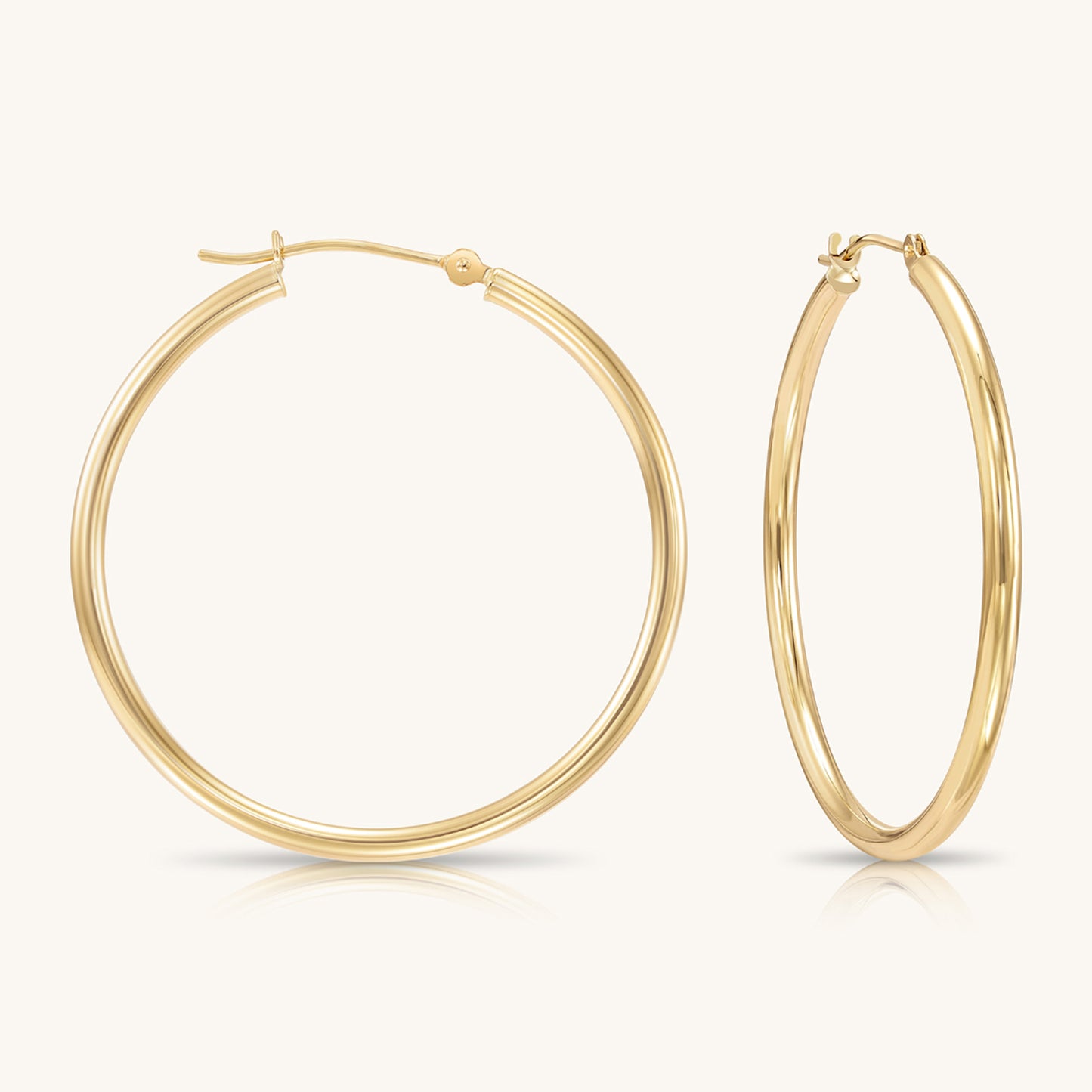 14K Yellow Gold Classic Polished Hoop Earrings - Unisex