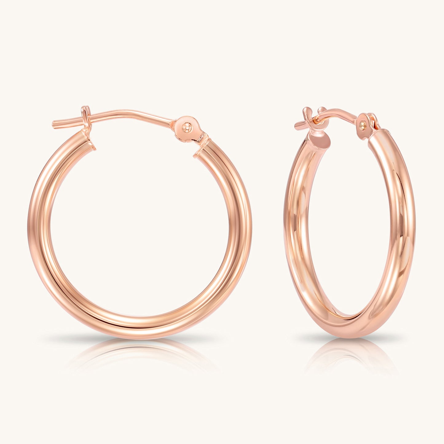 14K Rose Gold Classic Polished Hoop Earrings - Unisex