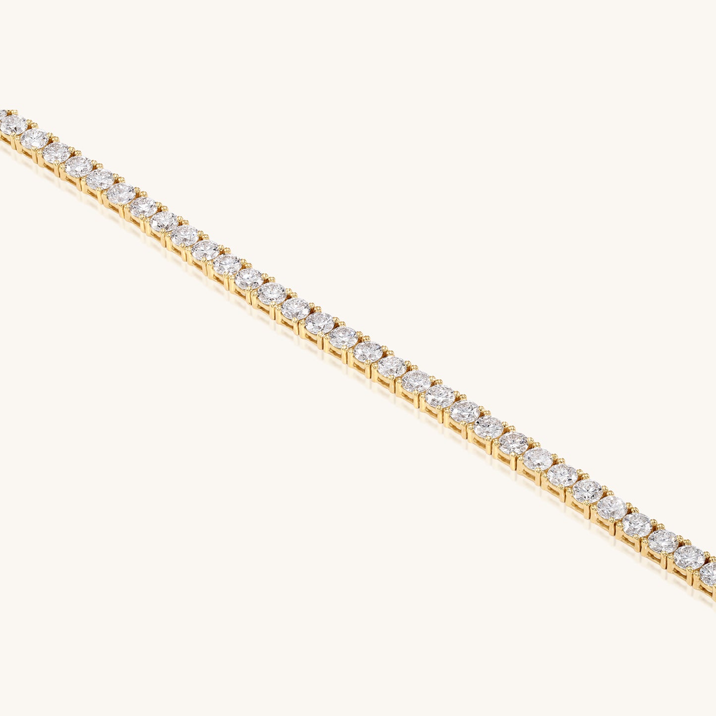 14K Solid Yellow Gold and Diamond Tennis Bracelet