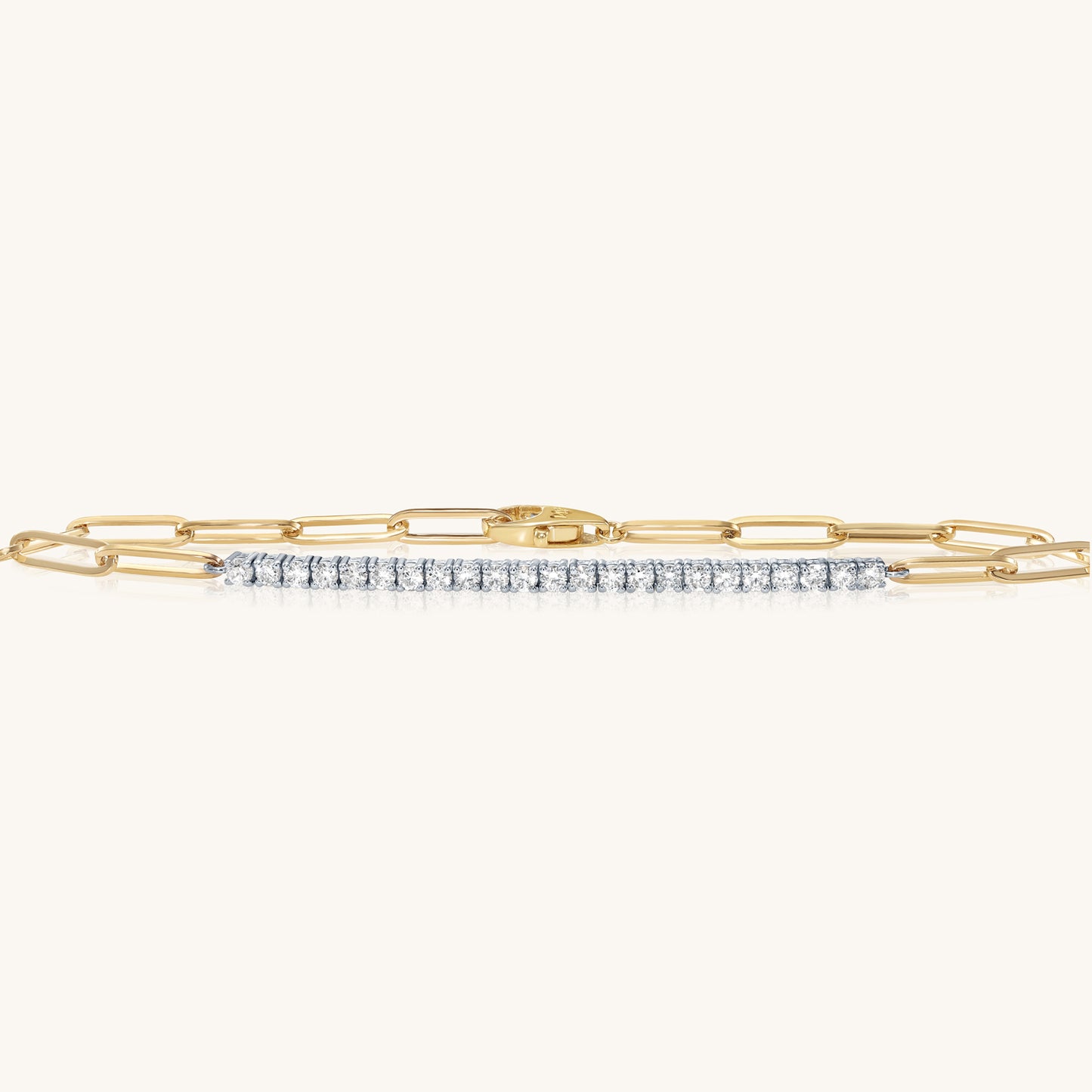 14K Gold Tennis Bracelet with Paper Clip Bracelet