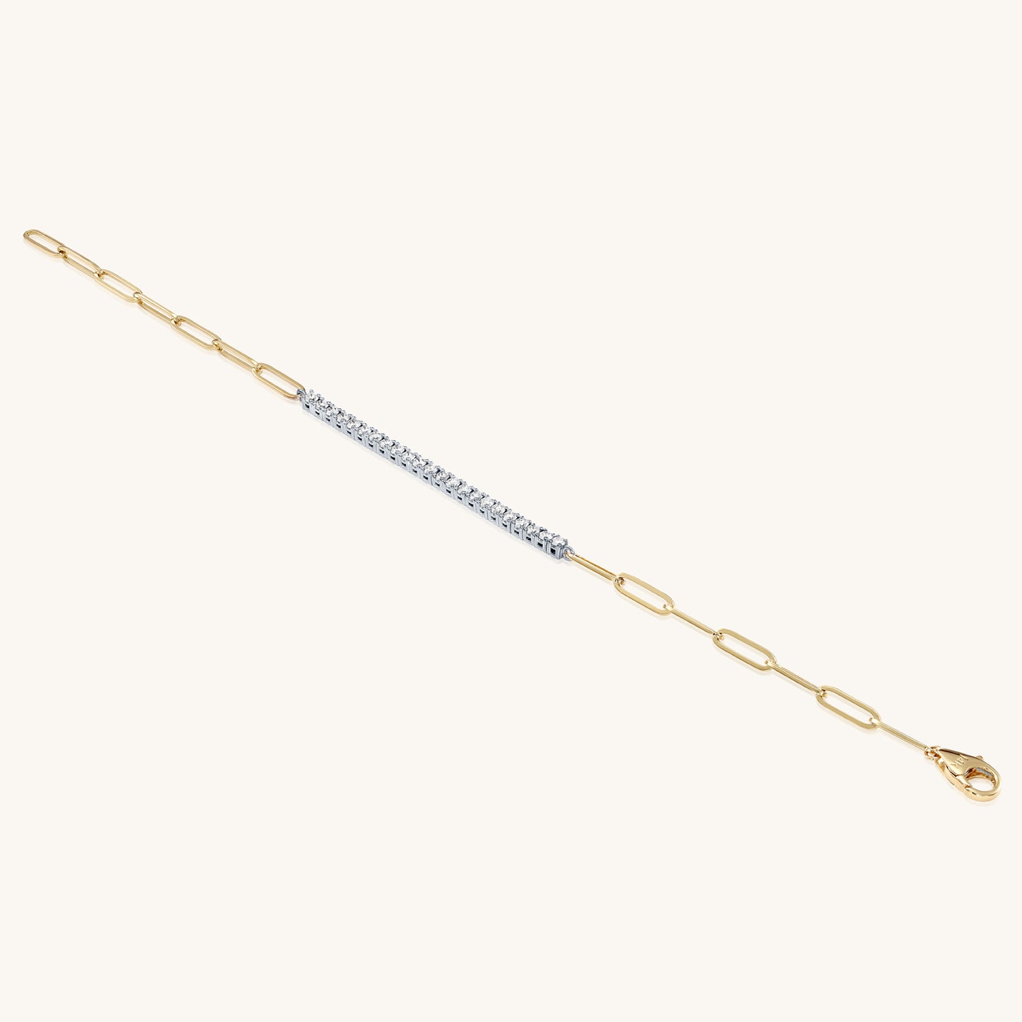 14K Gold Tennis Bracelet with Paper Clip Bracelet