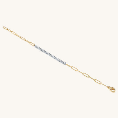 14K Gold Tennis Bracelet with Paper Clip Bracelet