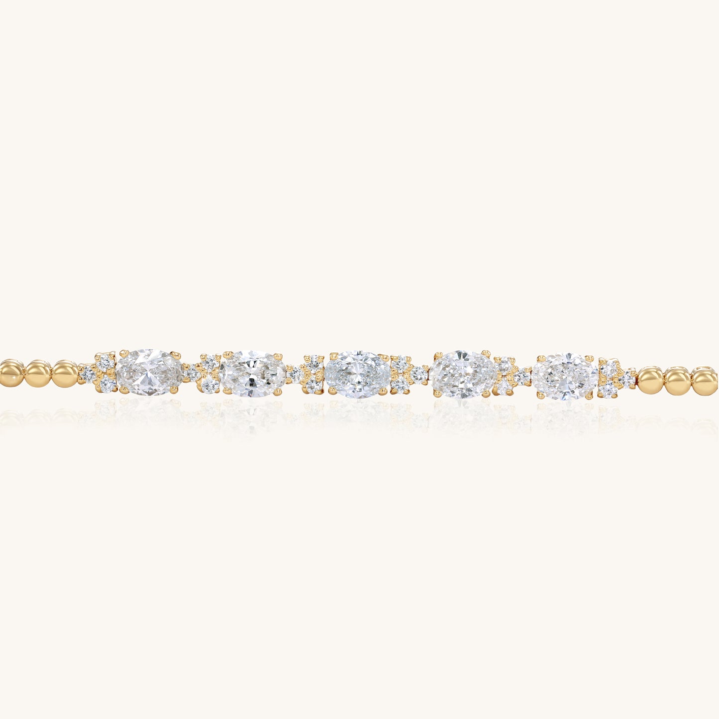 14k Solid Gold Bracelet With Oval-Cut Diamonds