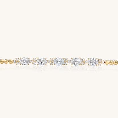 14k Solid Gold Bracelet With Oval-Cut Diamonds