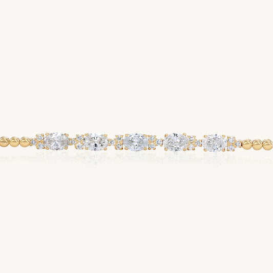 14k Solid Gold Bracelet With Oval-Cut Diamonds