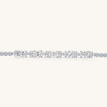 14k Solid White Gold Bracelet With Oval-Cut Diamonds