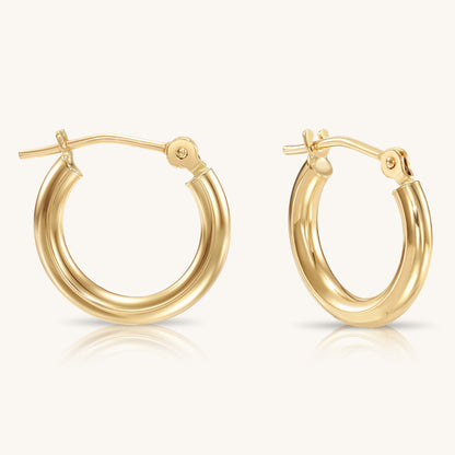 14K Yellow Gold Classic Polished Hoop Earrings - Unisex