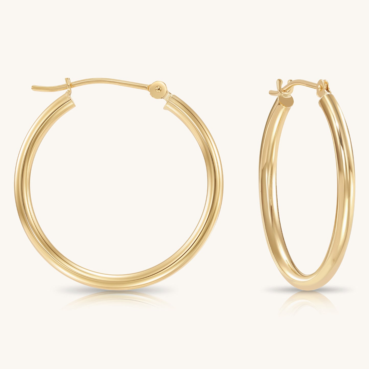 14K Yellow Gold Classic Polished Hoop Earrings - Unisex