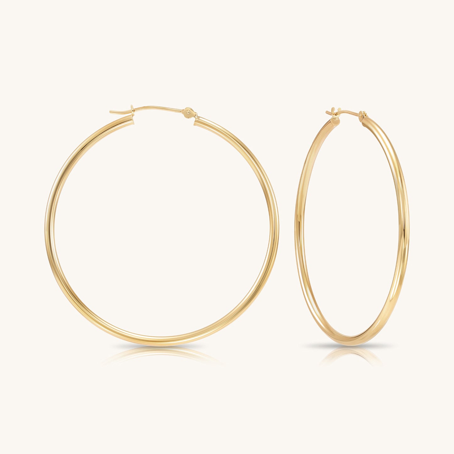 14K Yellow Gold Classic Polished Hoop Earrings - Unisex