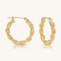 14K Gold Thick Twist Hoops with Hand Engraved Design