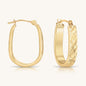 14K Gold Square 'U' Hoops with Hand Engraved Design