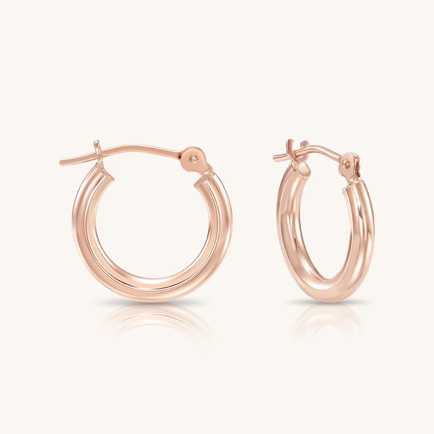 14K Rose Gold Classic Polished Hoop Earrings - Unisex