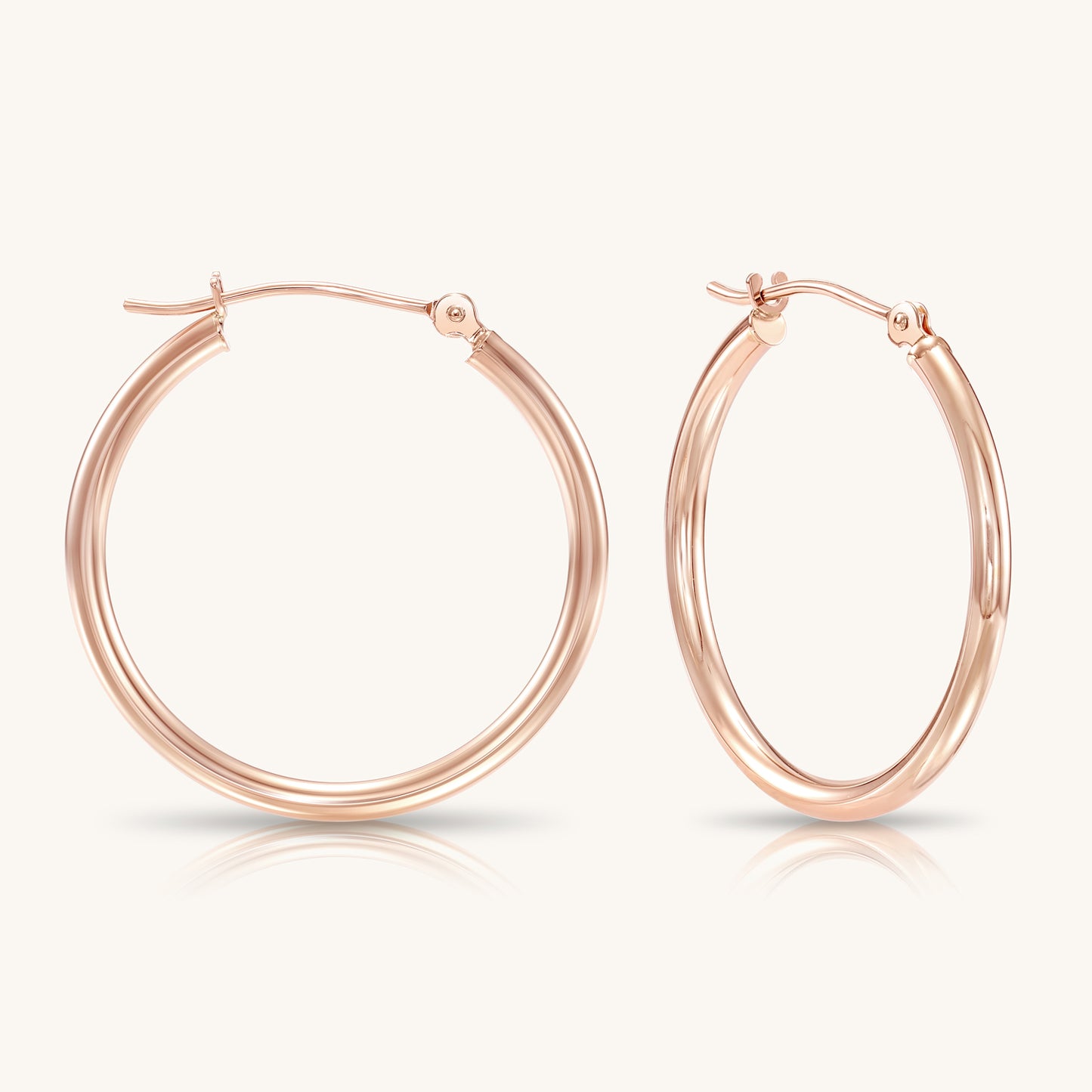 14K Rose Gold Classic Polished Hoop Earrings - Unisex