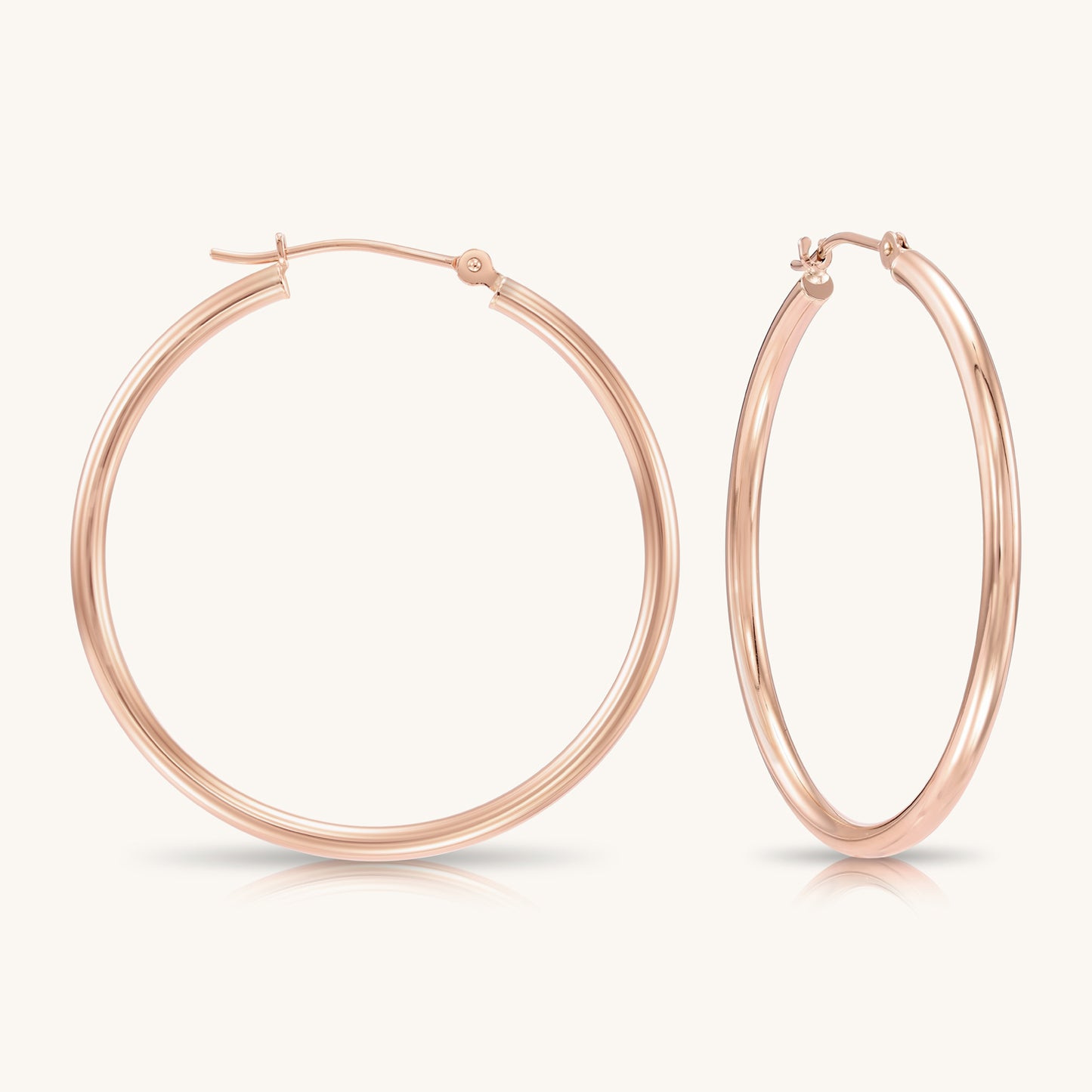 14K Rose Gold Classic Polished Hoop Earrings - Unisex