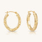 14K Gold Hoops with Hand Engraved Diamond-Cut