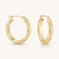 14K Gold Hoops with Hand Engraved Diamond-Cut