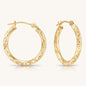 14K Gold Hoops with Hand Engraved Diamond-Cut