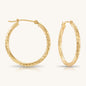 14K Gold Hoops with Hand Engraved Diamond-Cut