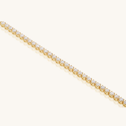 14K Solid Gold Tennis Diamond Bracelet With Illusion Set