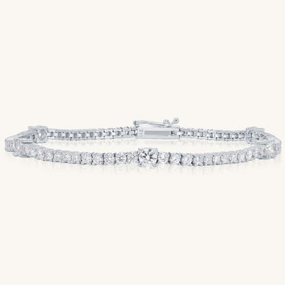 14K Solid Gold Tennis Bracelet With Smaller and larger Diamonds Design