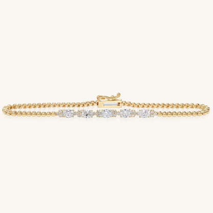 14k Solid Gold Bracelet With Oval-Cut Diamonds