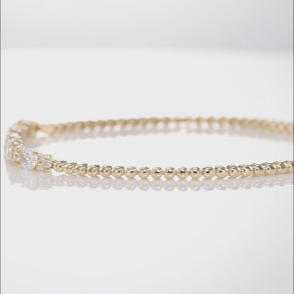 14k Solid Gold Bracelet With Oval-Cut Diamonds