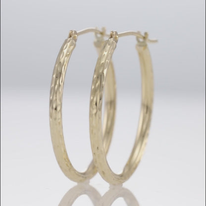 14K Gold Hoops with Hand Engraved Diamond-Cut